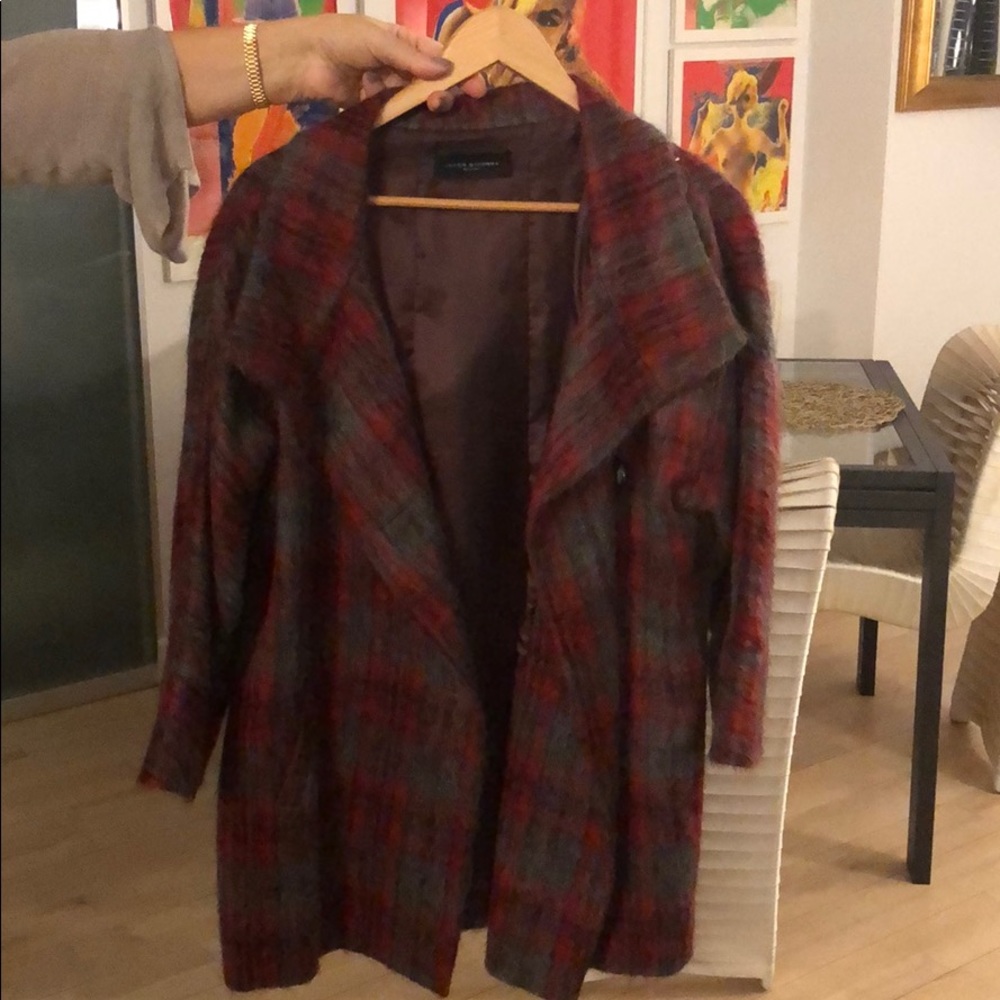 Red and grey Javier simorra pea coat